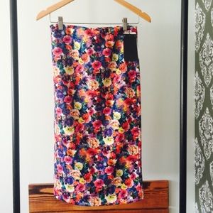 Zara floral midi skirt